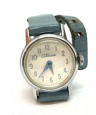 Vintage Disney Alice (in Wonderland) Us Time Mechanical Winding Watch,  Runs & Vgc