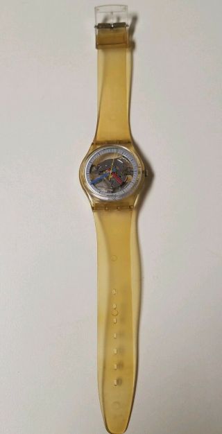 Vintage Swatch Watch Jelly Fish Skeleton Ag 1985 Gk100 Euc Battery
