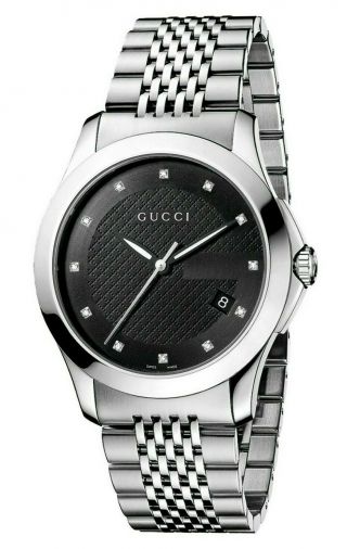 Gucci G - Timeless Diamond Marker Stainless Steel Swiss Quartz Watch Ya126405