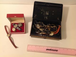 Old/vintage Watches Selection In Old Tin