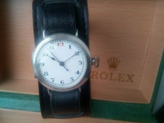 Gents 1918 Ww1 Solid Silver Rolex Trench Watch,  & Boxed