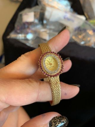 Gruen Wrist Watch For Women Very Ornate.  Italy Is Marked On Band.  Battery Need