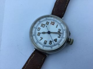 A Silver Borgel Type Centre Seconds Doctors Trench Watch Ww1 Period