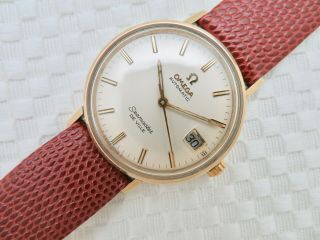 Mens Vintage 1969 Omega Seamaster Deville Automatic Wristwatch 14k Gold Bezel
