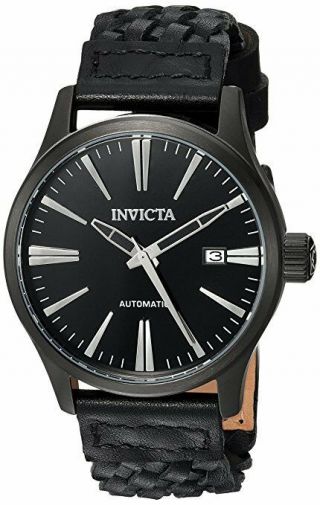 Mens Invicta 22948 I - Force Automatic Black Dial Leather Strap Watch