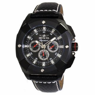 Mens Invicta 7292 Signature Ii Chronograph Black Leather Watch