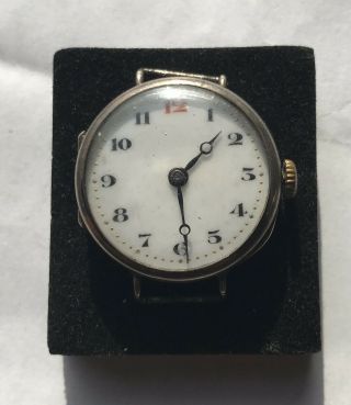 Vintage Trench Watch Solid Silver Case Swiss Made 17 Jewels 1920s Ladies
