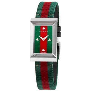 Gucci G - Frame Green - Red Mother of Pearl Dial Ladies Nylon Watch YA147404 2