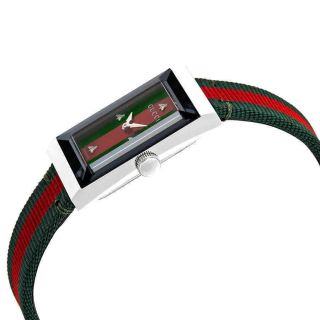 Gucci G - Frame Green - Red Mother of Pearl Dial Ladies Nylon Watch YA147404 3