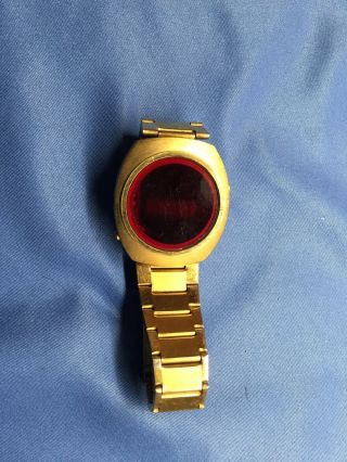 Vintage LED Mens Wrist Watch w/Original Gold Link Band REPAIR 4
