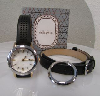 Stella&dot Nib Black Silver Icon Convertible Analog Watch Women Wristwatch