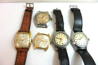 Five 1950 - 60s Smiths And Ingersoll Watches For Repair.  Spares.