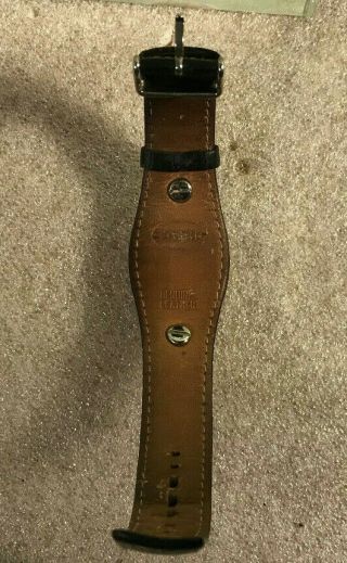 Vintage Fossil Mens Wrist Watch w/Date and Black Leather Band 2