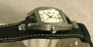 Vintage Fossil Mens Wrist Watch w/Date and Black Leather Band 5