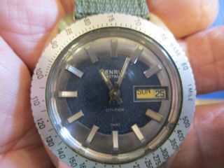 Vintage Benrus Electronic Citation Swiss Watch Date Display Military Band