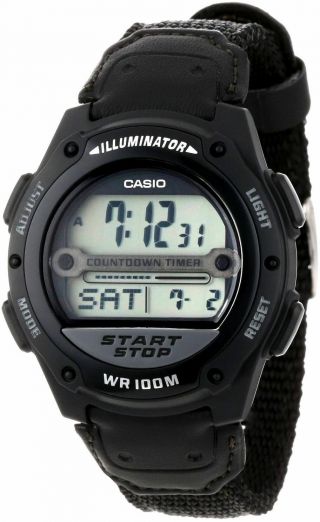 Casio W - 756b - 1a Digital World Time Mens Watch Wr Black Cloth W - 756