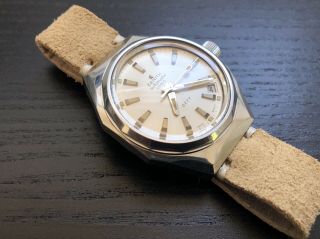 Vintage 1970 ' s Zenith Defy Automatic Divers Watch.  Model 28800.  Faded Patina 6