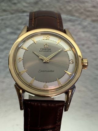 1950 Vintage Omega Bumper Automatic Rose Gold Serviced One Year No Res.