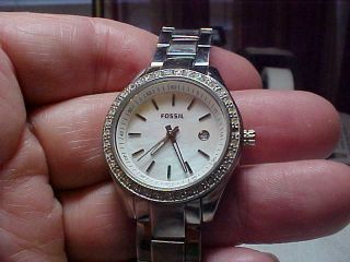 Ladies All S/s Fossil Watch With Mother Of Pearl Dial Model Es - 2998 G