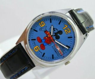 Vintage Seiko Mickey Mouse Day Date 17 Jewels 6309 Movement Wrist Watch 2