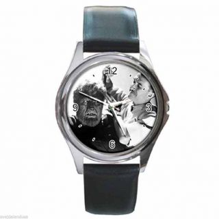 Lon Chaney Jack Pierce The Wolfman Round Silver Metal Watch Leather Band