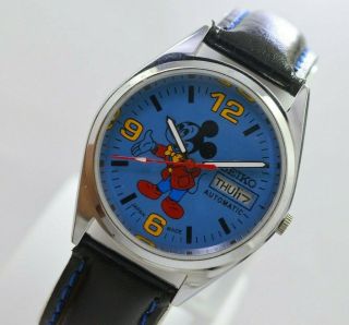 Vintage Seiko Mickey Mouse Day Date 17 Jewels 6309 Movement Men 