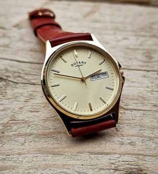 Classic Rotary Gs03002 Quartz Gold Plated Mans Watch Date Function Faulty