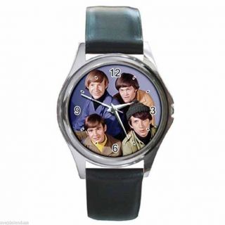 The Monkees Peter Davy Micky Mike Round Silver Metal Watch Leather Band