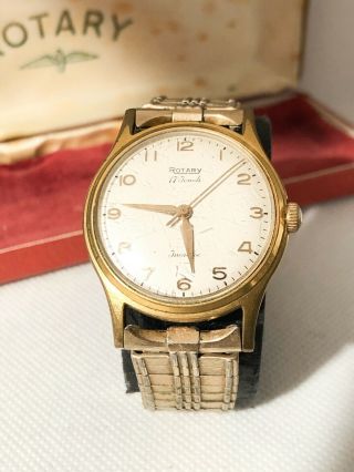 Vintage Rotary Hand - Winding Mens Watch,  17 Jewels,  Incabloc,  Waterproof,