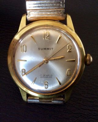Vintage Art Deco Summit 17 Jewels Wind Up Gents Watch,  Gold Filled,  Swiss,  Mens,  Old