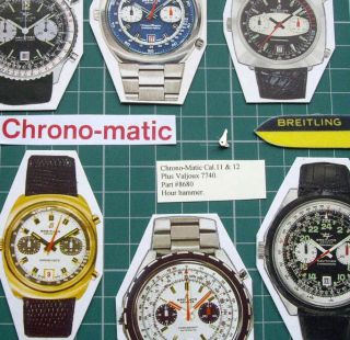 8680 Hour Hammer.  1970s Chrono - Matic Breitling Heuer Cal.  11,  12,  14,  Valjoux 7740
