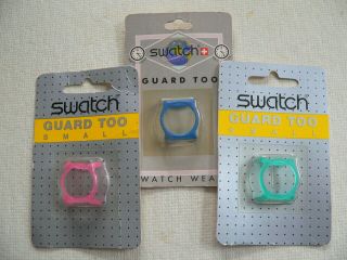 3 Swatch Guards Small For Ladies 25mm Face Watches Pink Blue And Green