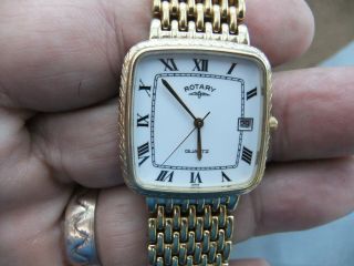 Rotary Gold Tone/plated Mans Quartz Watch And Strap 3932