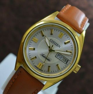 Vintage Citizen Gold Plated Day Date 21 Jewels Men 