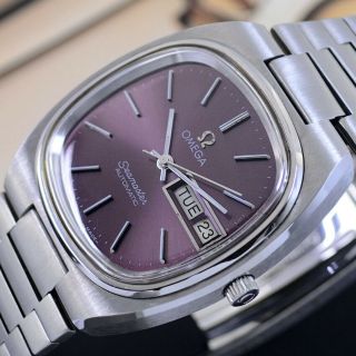 Ym]vintage Omega Seamaster Automatic Purple Wine Dial Day&date Dress Men 