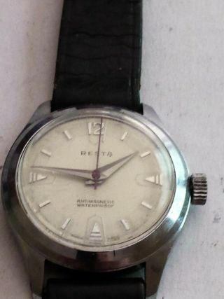 Vintage Resta Swiss Mechanical Wind Watch W/ Leather Band