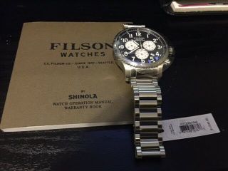 Filson Mackinaw Chronograph Field Watch - 43mm,  Polished Stainless Steel Band