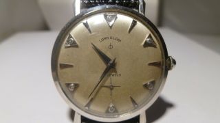 Lord Elgin 23 Jewels Men ' s Watch 14k Solid White Gold Diamonds Vintage Runs Good 3