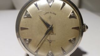 Lord Elgin 23 Jewels Men ' s Watch 14k Solid White Gold Diamonds Vintage Runs Good 4