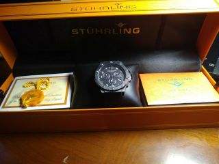 Stuhrling Swiss Chronograph Apocalypse 160 47 Mm Classic Black On Black