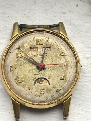 Vintage Swiss Eloga Triple Date Calendar Moon Phase Wrist Watch & A Bulova