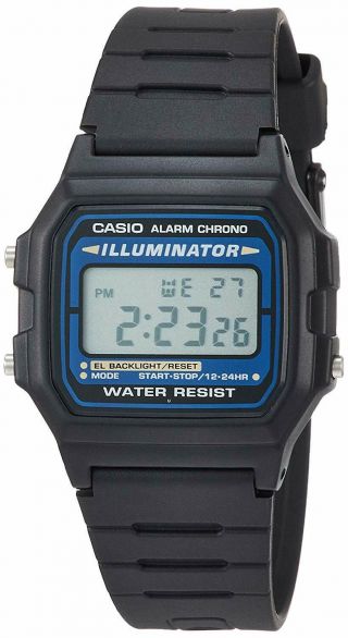 Casio Standard F - 105w - 1a Digital Watch Blue Illuminator W/tracking
