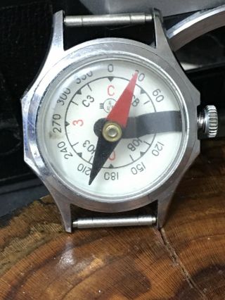 Vintage Soviet Ussr Wrist Compass Vostok Kn - 1 Chchz Itsvintagetime Tourist Gift