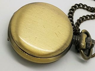 Ladies Vintage Pendent Pocket Watch Gold Plated with Chain Battery (P) 5