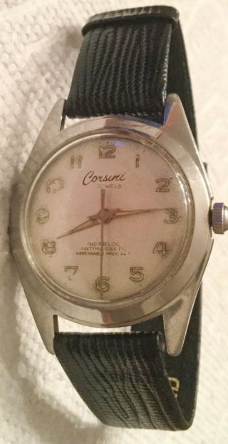 Vintage Mens Corsini Harper 17 Jewel Mechanical Watch Ss White Dial