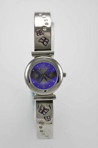 Lei Watch Womens Butterfly Water Resistant Stainless Silver Purple Yellow Quartz
