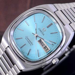 Vintage Omega Seamaster Automatic Sky Blue Dial Day&date Dress Men 