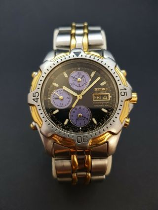 Jewellery - Mens Seiko Quartz Chronograph Sports 150 Wrist Watch 7t39 - 6a09