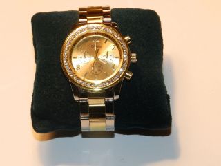Geneva Clear Crystal Metal Watch Contour Gold / Silver Tone Quartz Watch