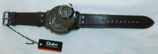 Oulm Luxury Men ' s Military Sport Qrtz Wristwatch Leatherette Band Dual Movement 3